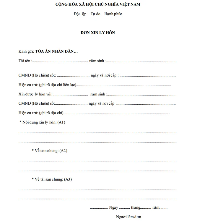 Cách làm đơn ly hôn đơn phương như thế nào?