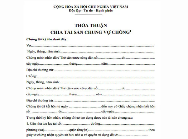 Văn bản thoả thuận tài sản riêng Văn bản thoả thuận tài sản riêng.