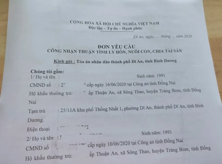 Mẫu đơn ly hôn thuận tình mới nhất hiện nay Mẫu đơn ly hôn thuận tình mới nhất hiện nay