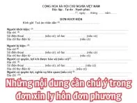 Những nội dung cần chú ý trong đơn xin ly hôn đơn phương.