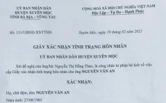 Hướng dẫn về việc cấp giấy xác nhận tình trạng hôn nhân